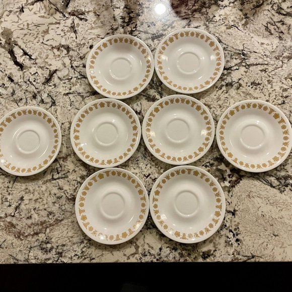 Vintage Corelle Butterfly Gold Saucers 6-1/4" Plates 6.25” Set Of 8 - Picture 1 of 4